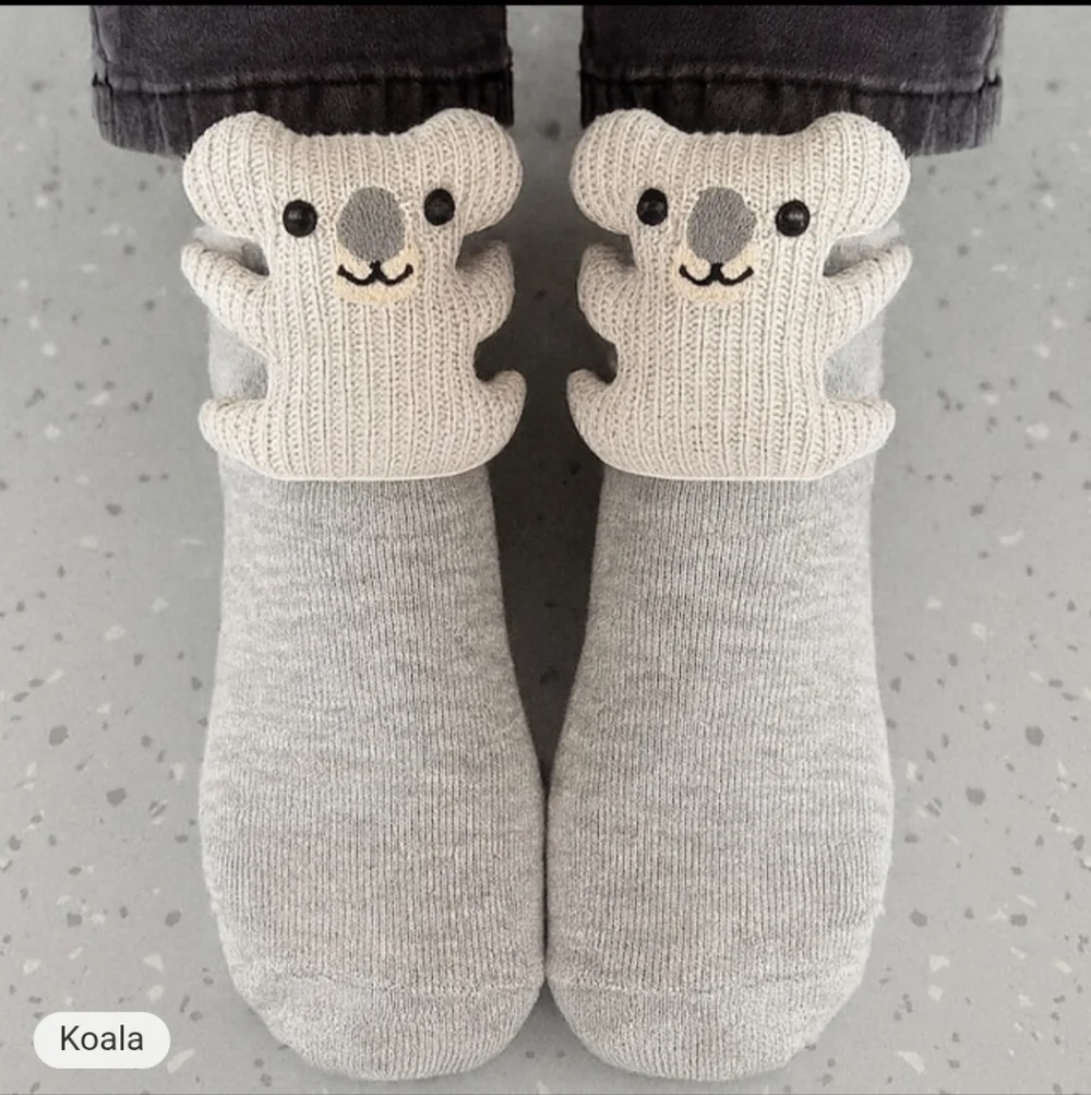 Adorable 3D Knit Koala‎ Socks One Size Womens Or Older Kids V26